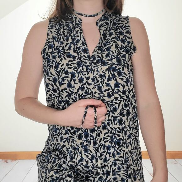 Loft Floral Shift Dress Teal Gray SP - Picture 2 of 12